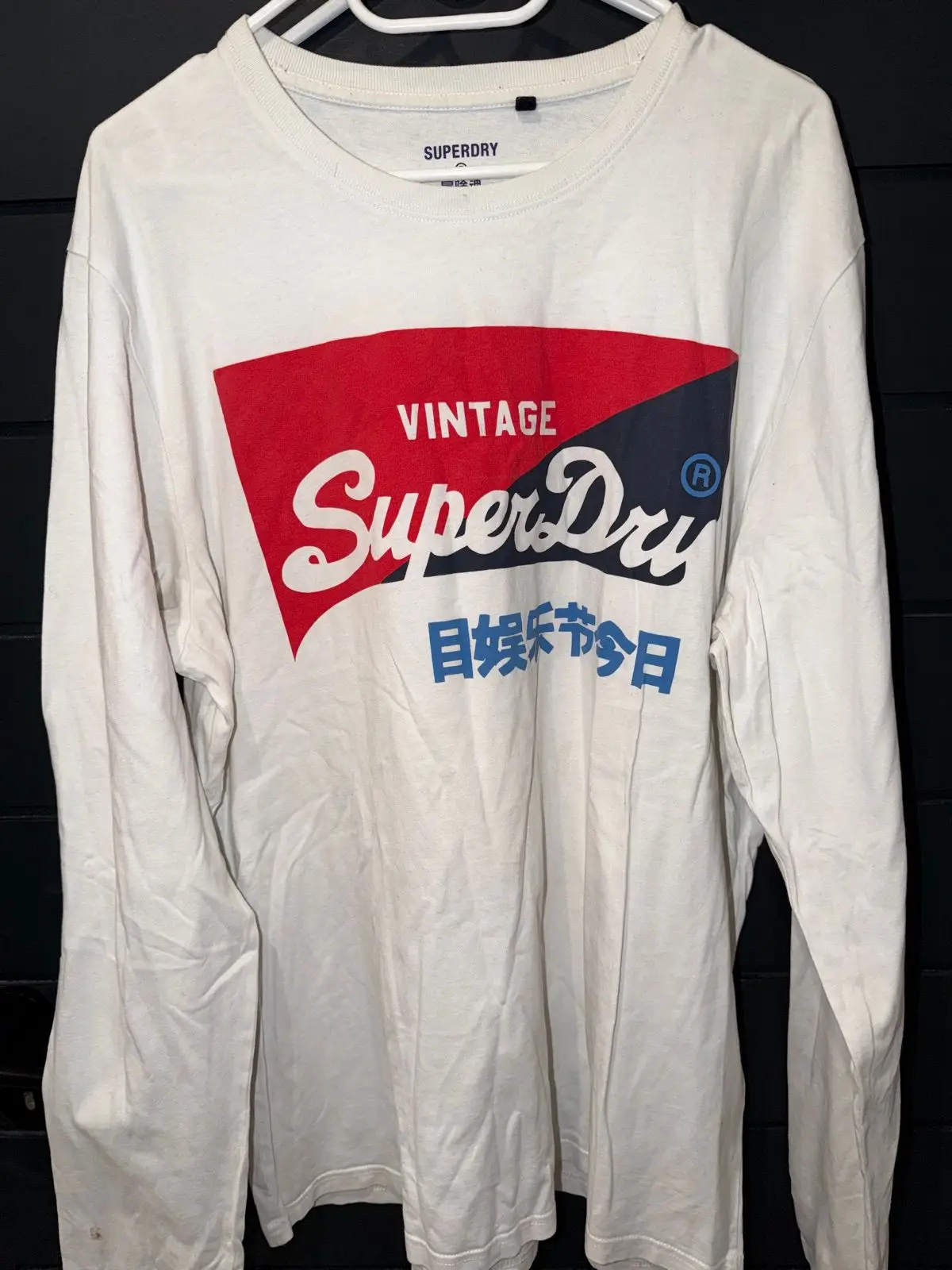 Superdry White Long Sleeve Graphic Top