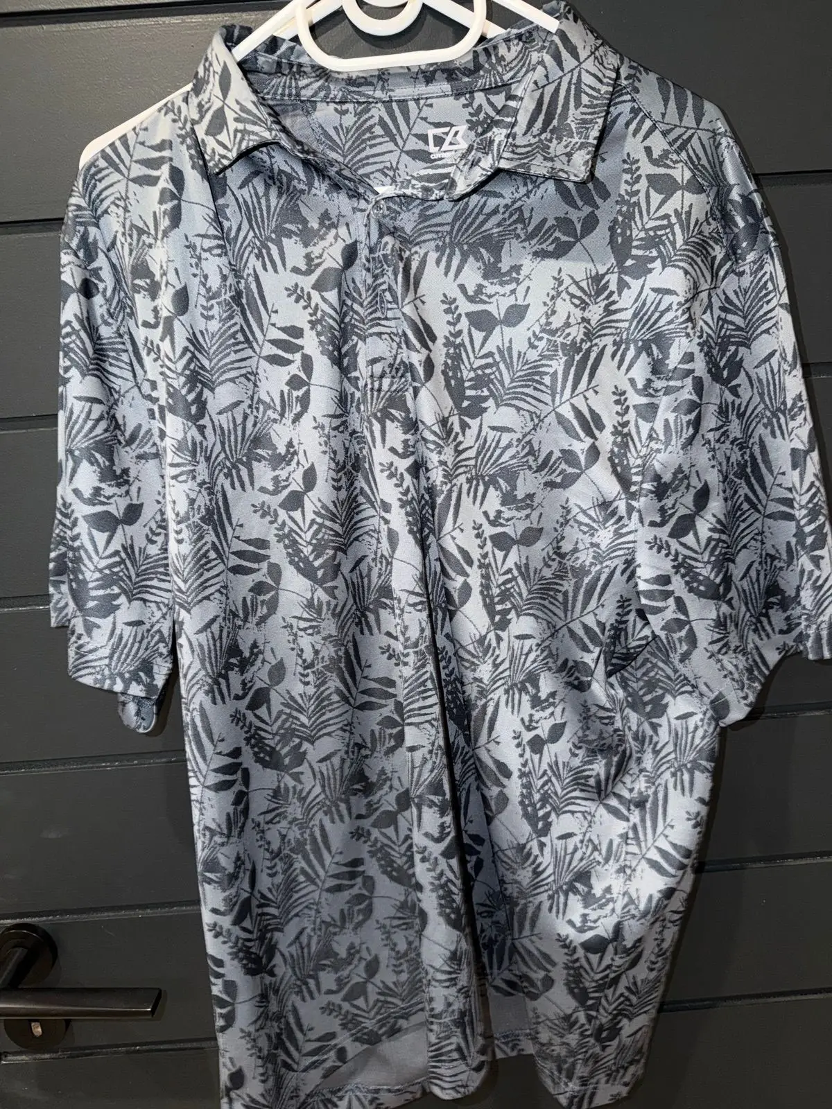Cutter & Buck Grey Leaf Print Golf Shirt XL