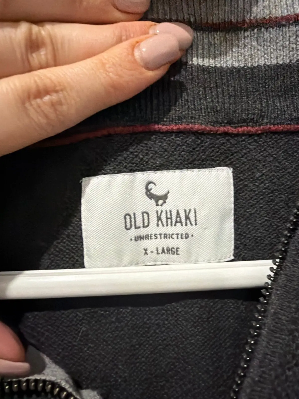 Old Khaki Grey Quarter-Zip Knit Sweater XL