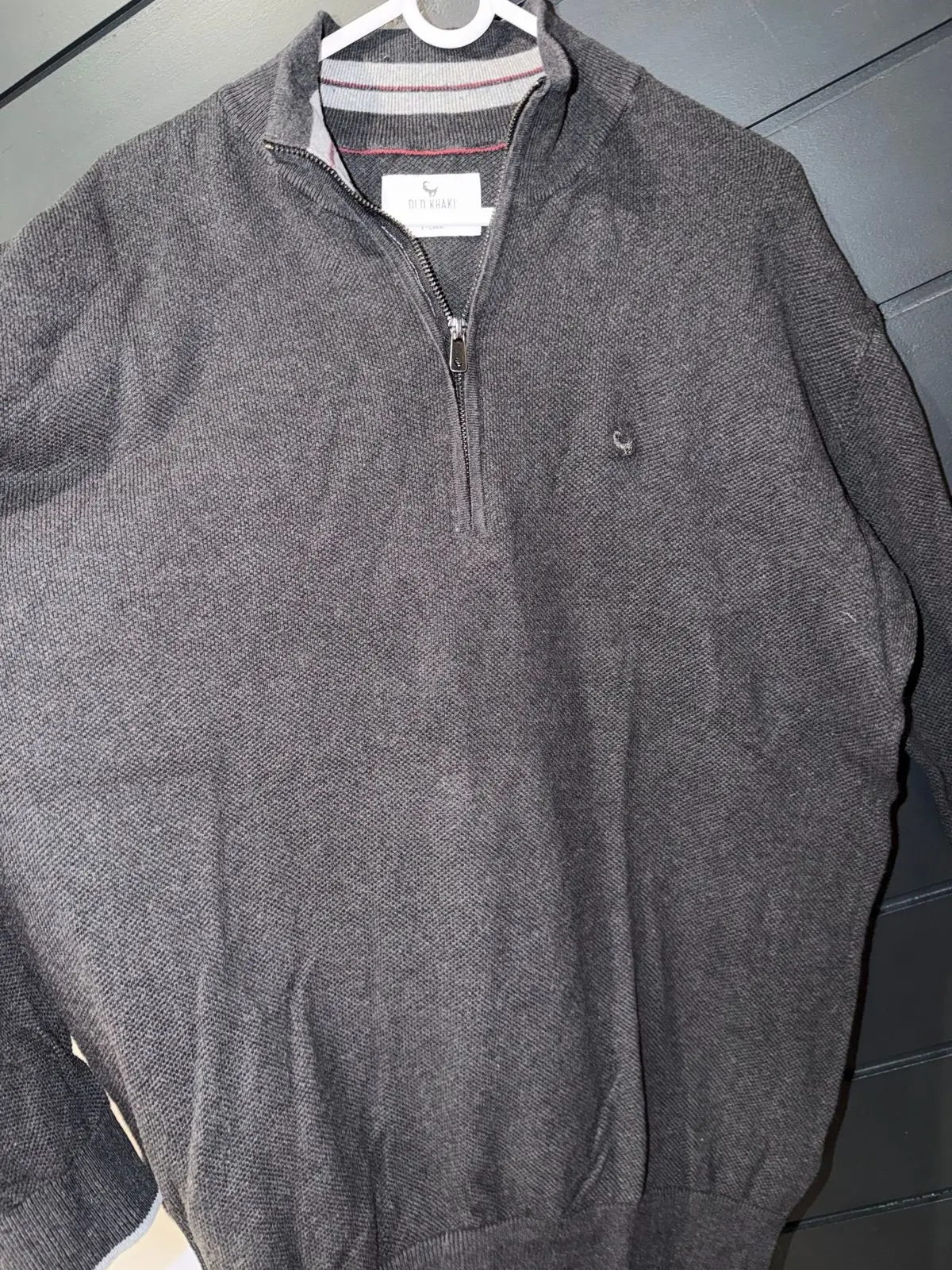 Old Khaki Grey Quarter-Zip Knit Sweater XL