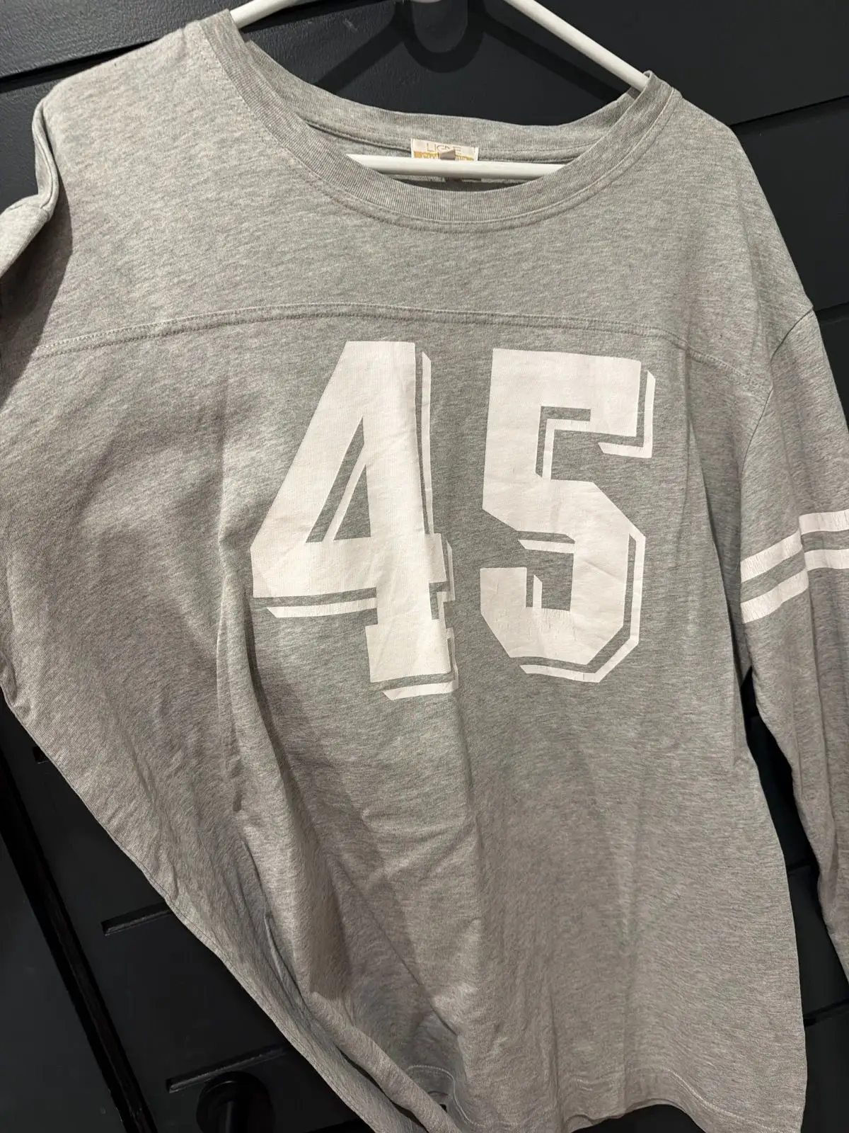 Grey Long Sleeve Number 45 Top