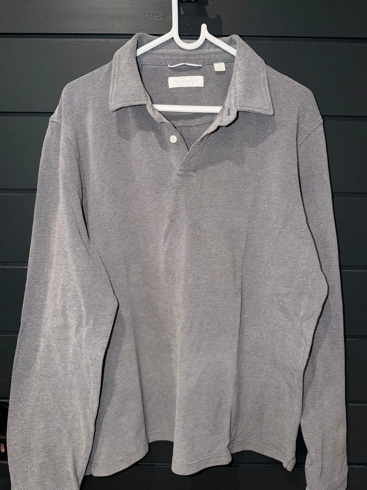 Trenery Long Sleeve Grey Polo Top XL