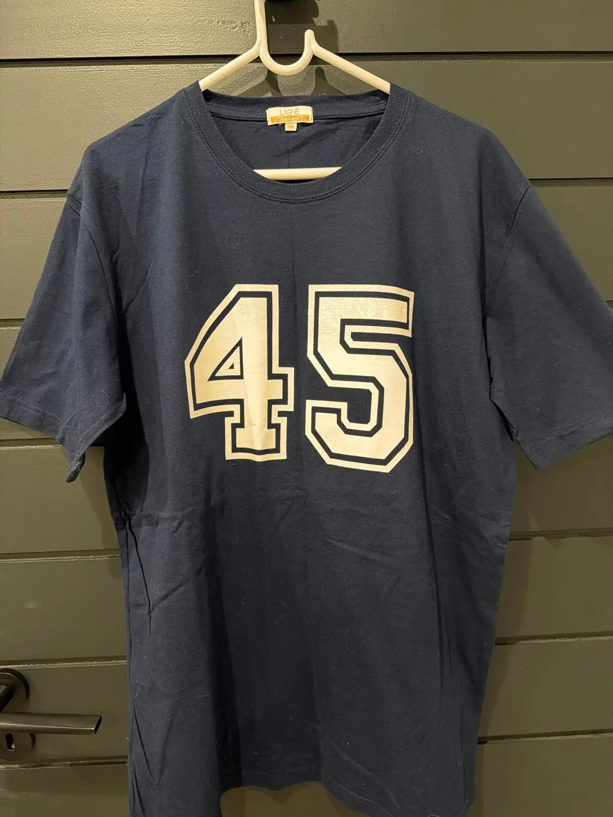 Navy Blue 45 Number Print T-Shirt 2XL