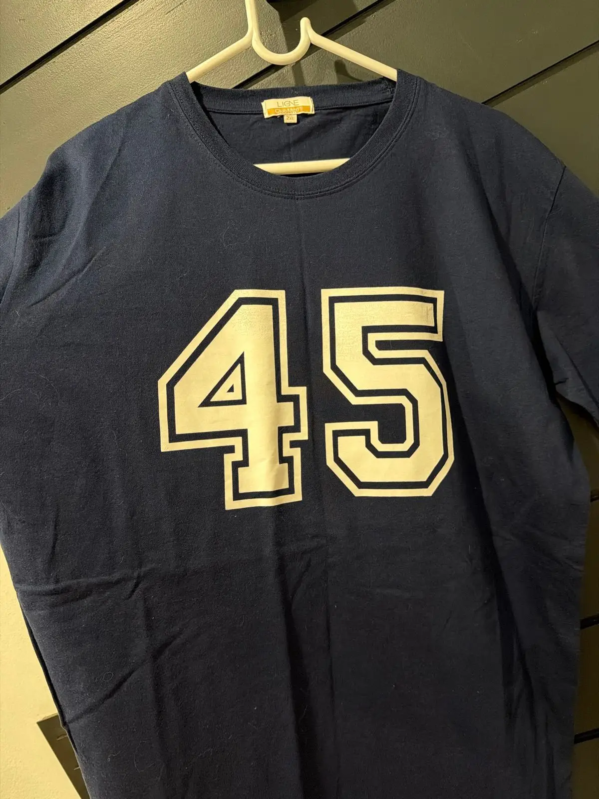 Navy Blue 45 Number Print T-Shirt 2XL