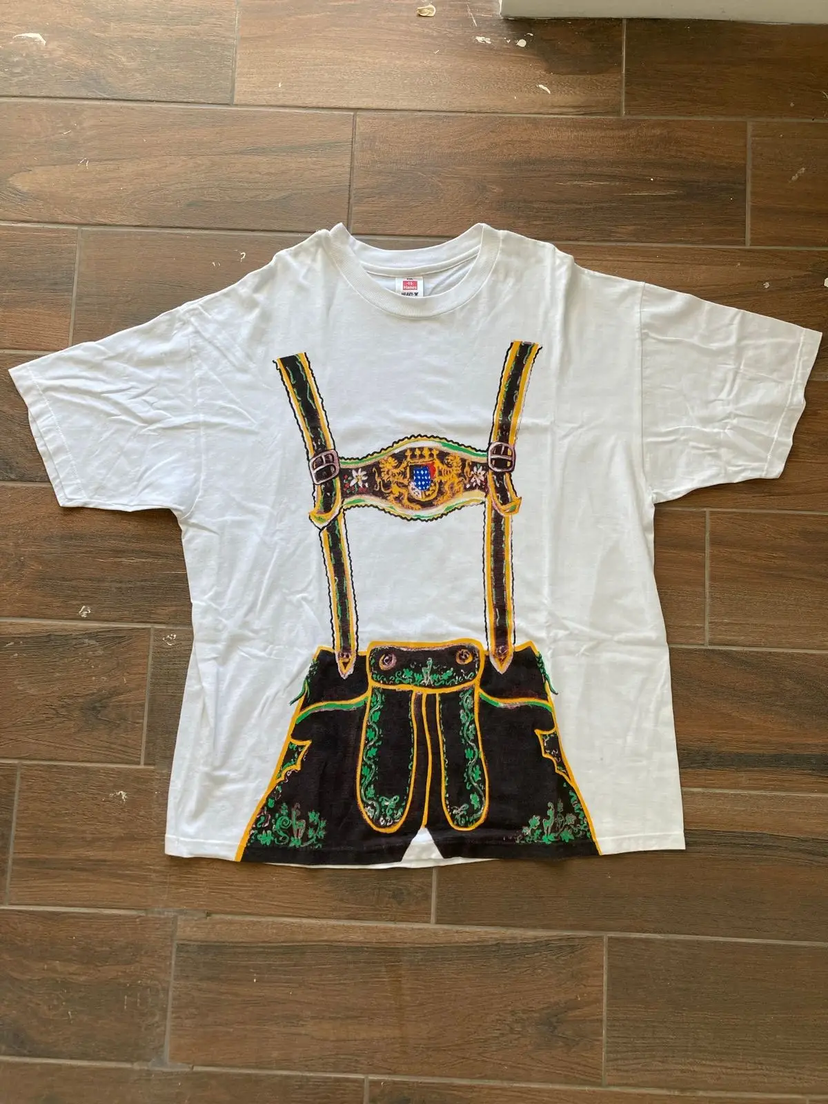 Hanes Oktoberfest Lederhosen Graphic White T-Shirt