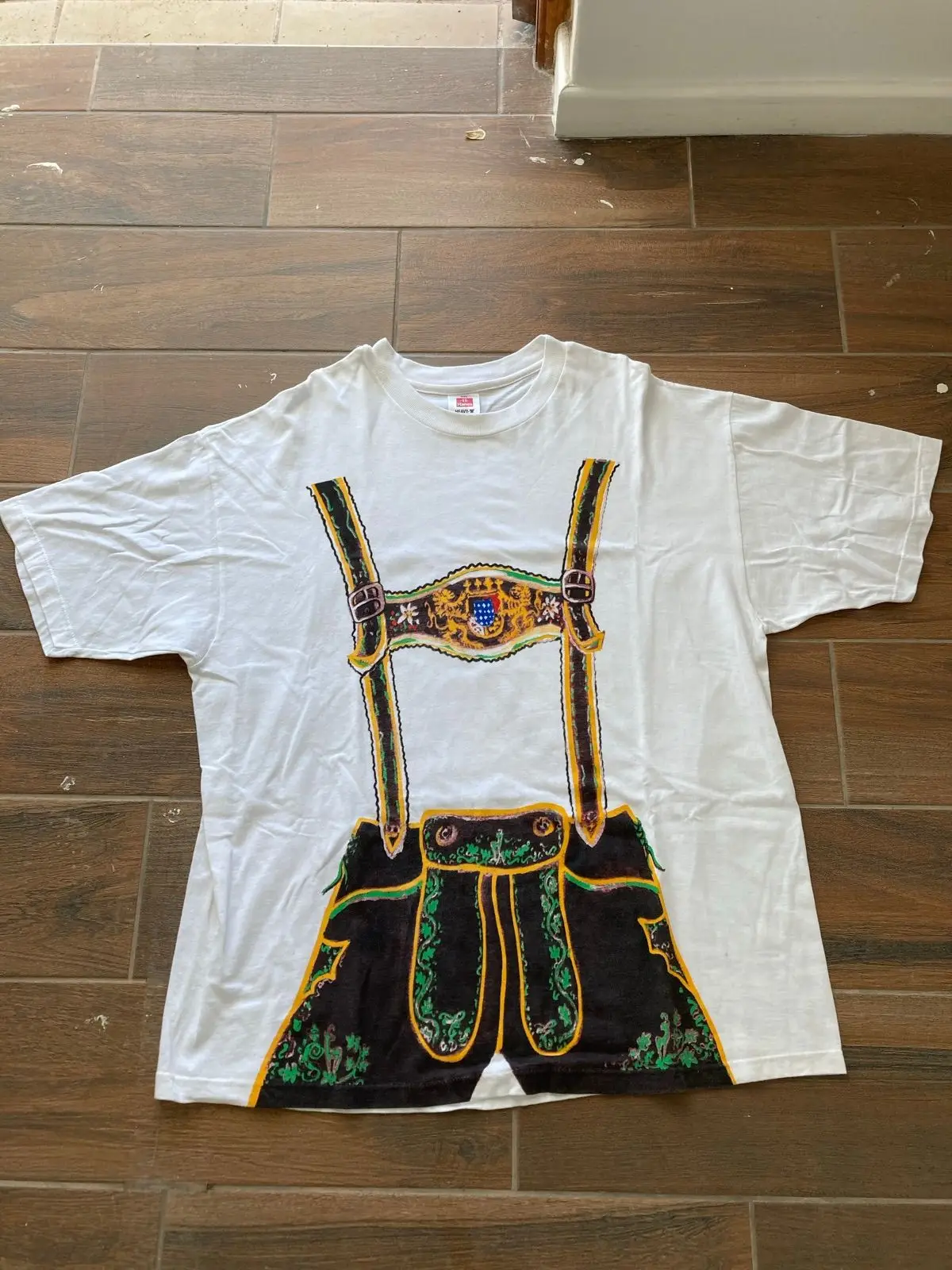 Hanes Oktoberfest Lederhosen Graphic White T-Shirt