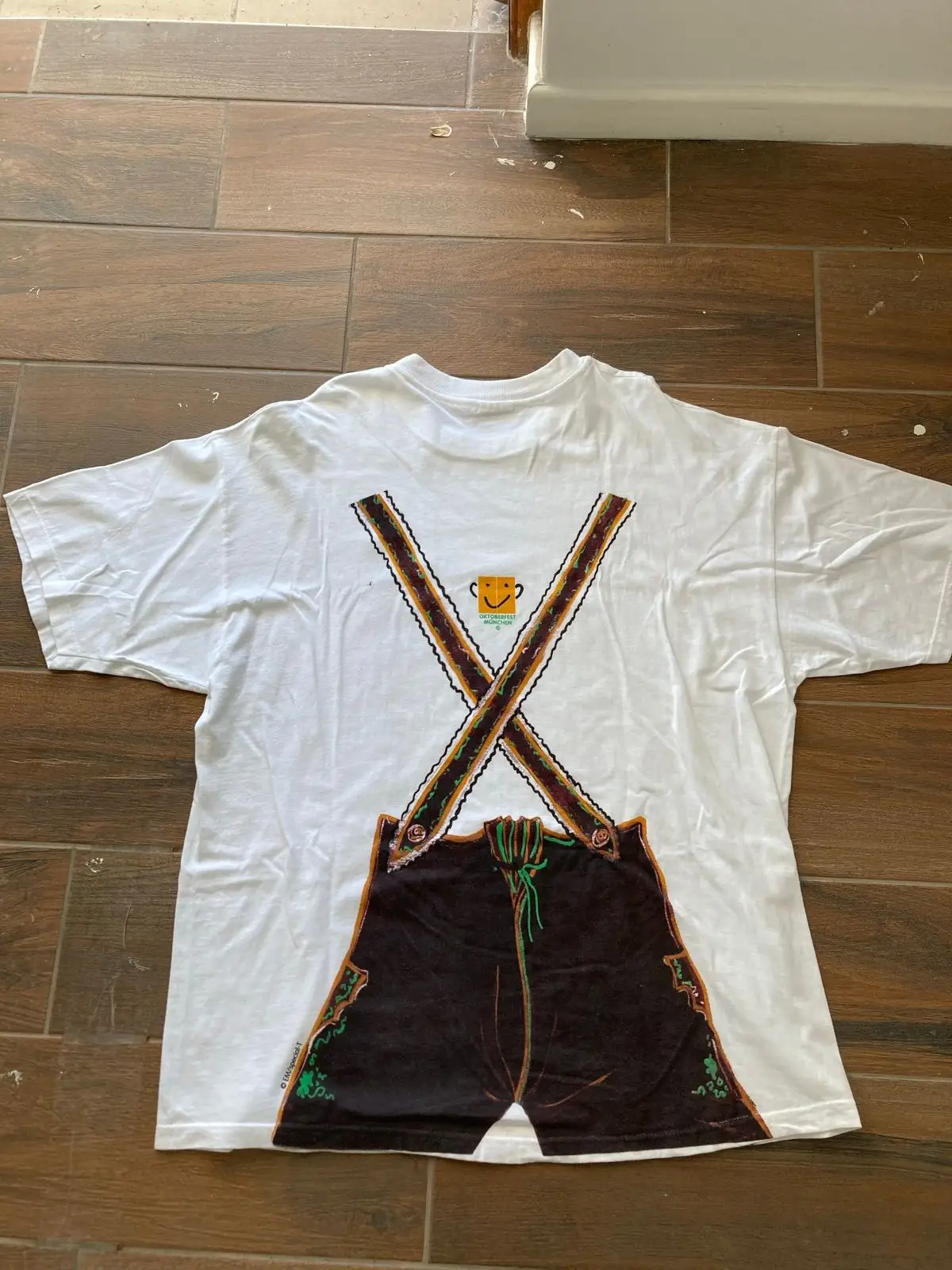 Hanes Oktoberfest Lederhosen Graphic White T-Shirt