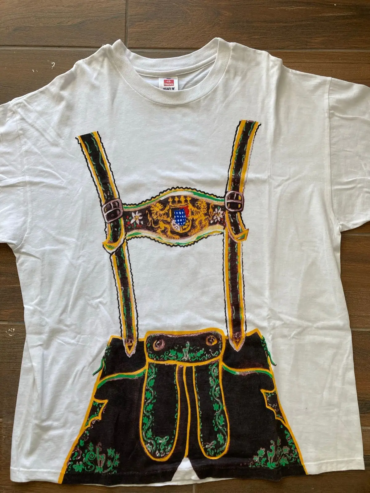 Hanes Oktoberfest Lederhosen Graphic White T-Shirt