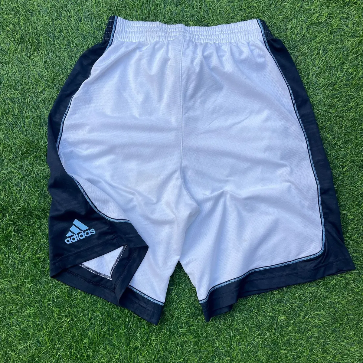 Adidas White and Navy Blue Basketball Shorts