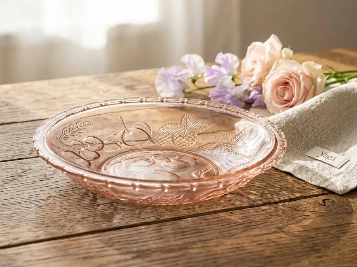 Vintage Pink Depression Glass Fruit Bowl