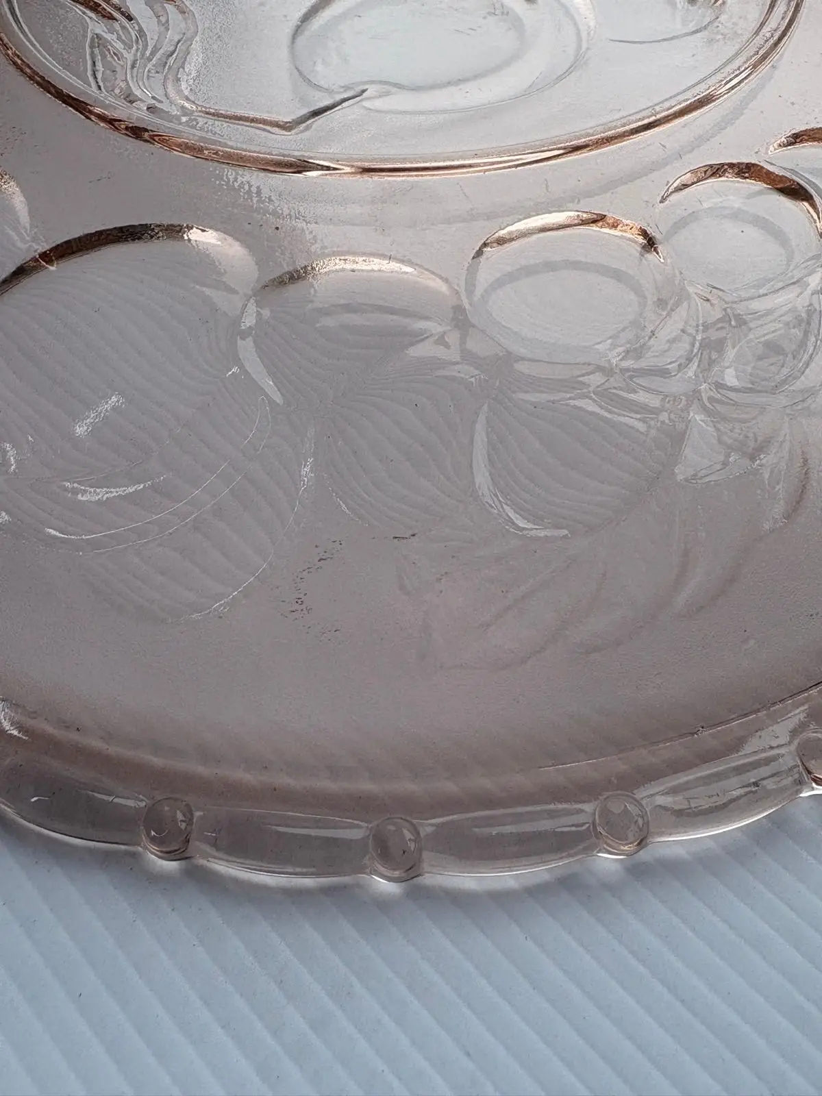 Vintage Pink Depression Glass Fruit Bowl