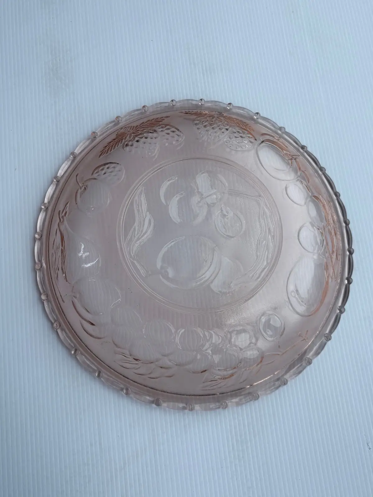 Vintage Pink Depression Glass Fruit Bowl