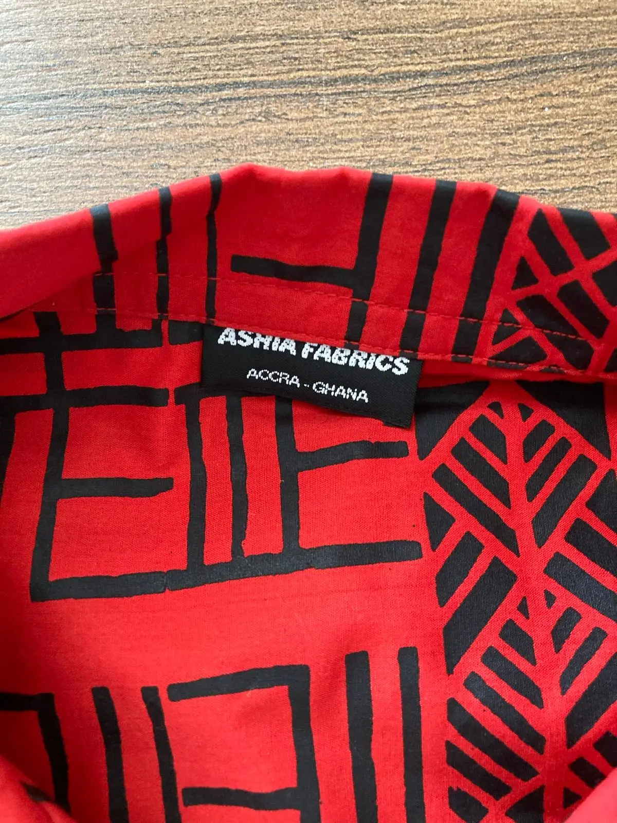 Red And Black Tribal Print Short Sleeve Button Up Shirt