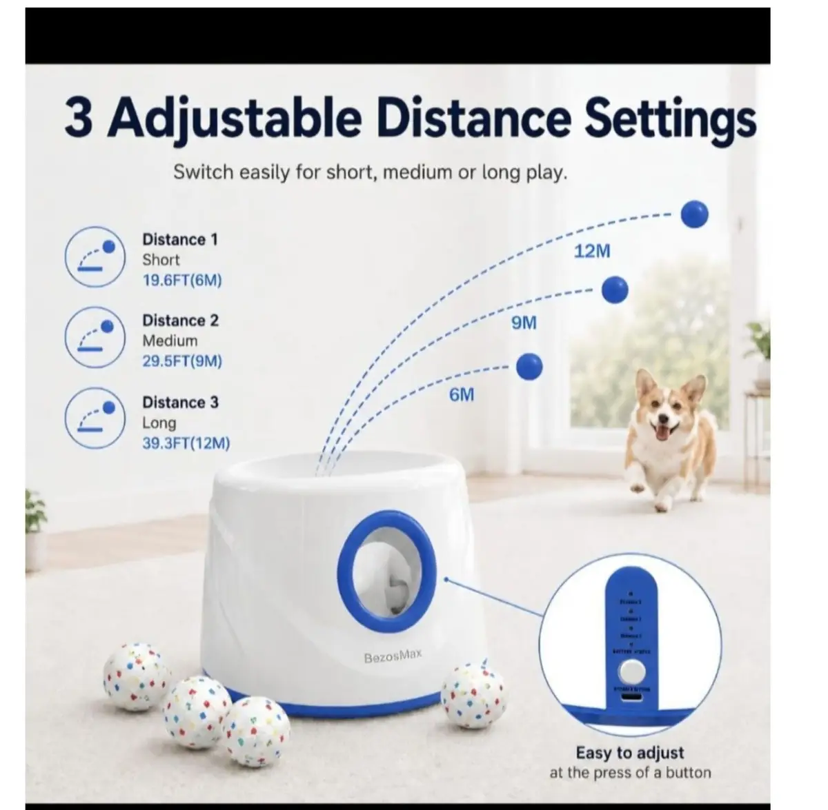 BezosMax Automatic Pet Ball Launcher with Five Balls