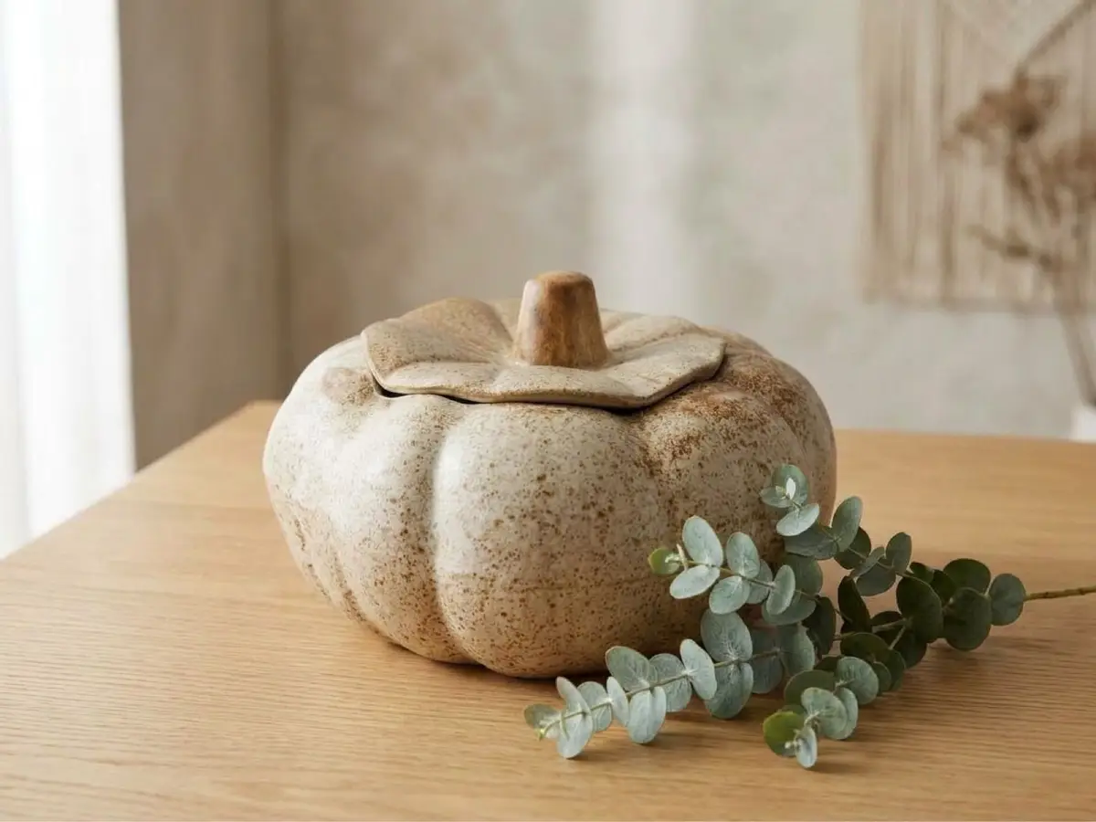 Ceramic Pumpkin Jar with Lid