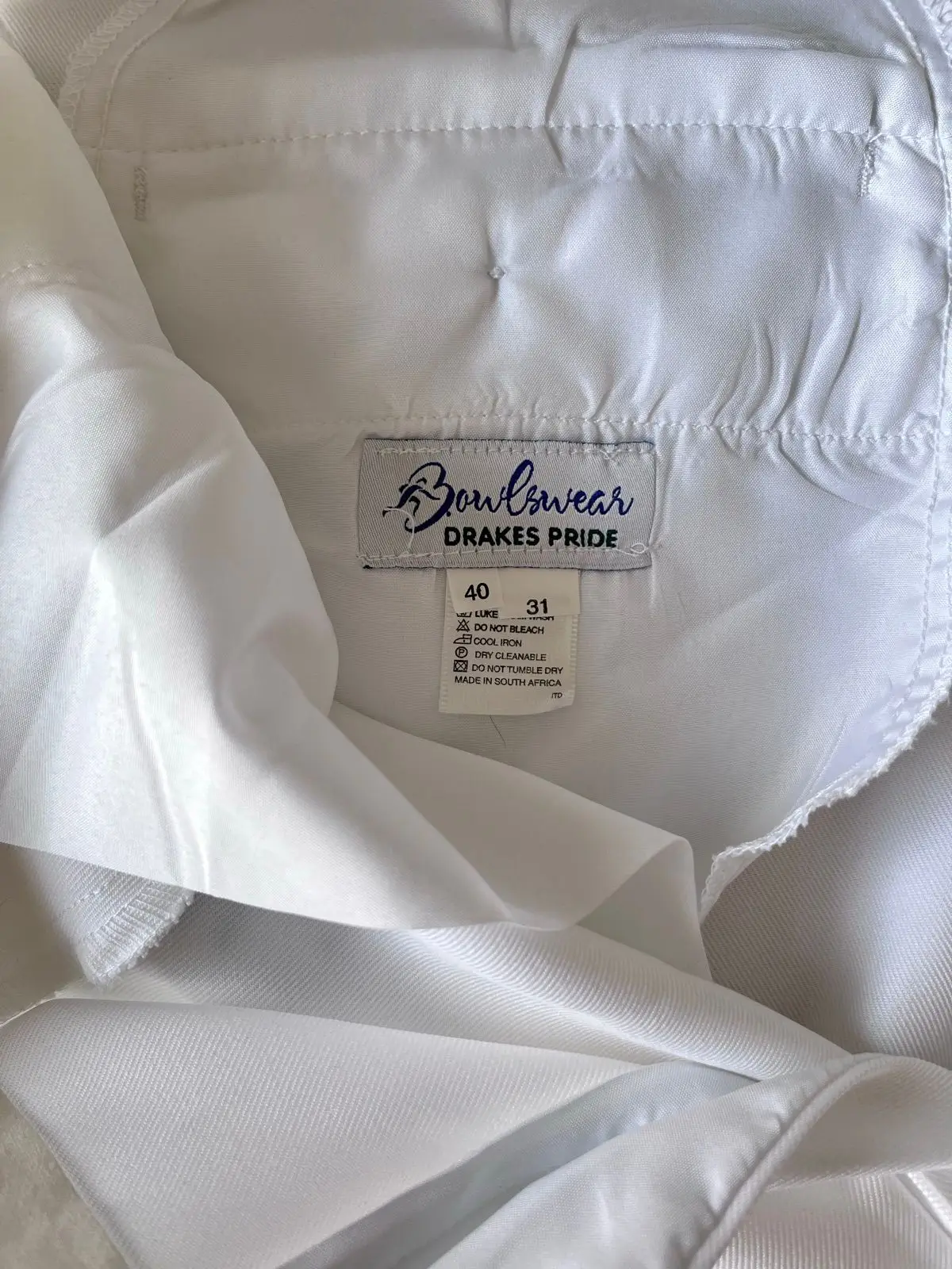 Drakes Pride Mens Bowling Longs White Pants Size 40 NWT
