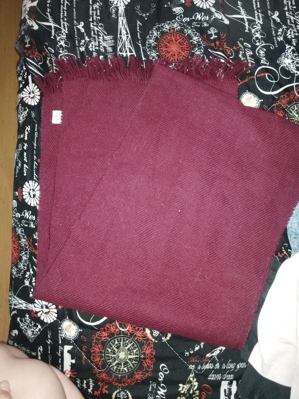 Burgundy Fringed Scarf