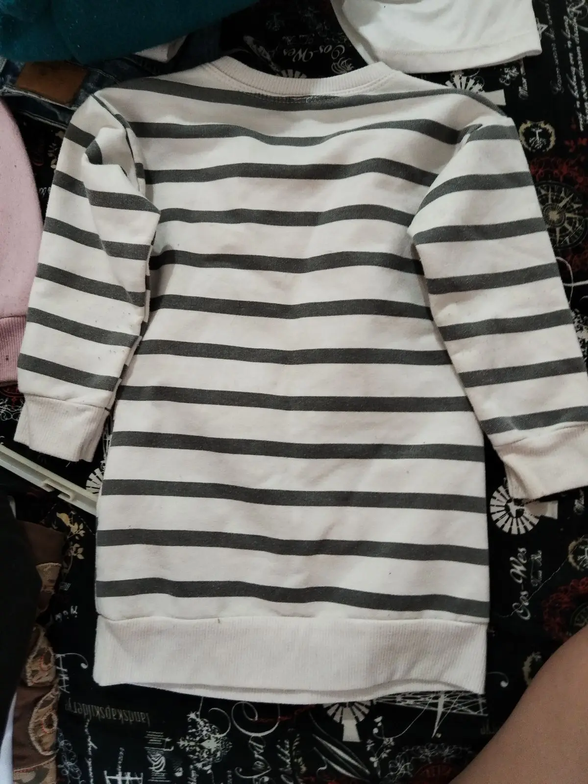 Striped Bunny Print Long Sleeve Top