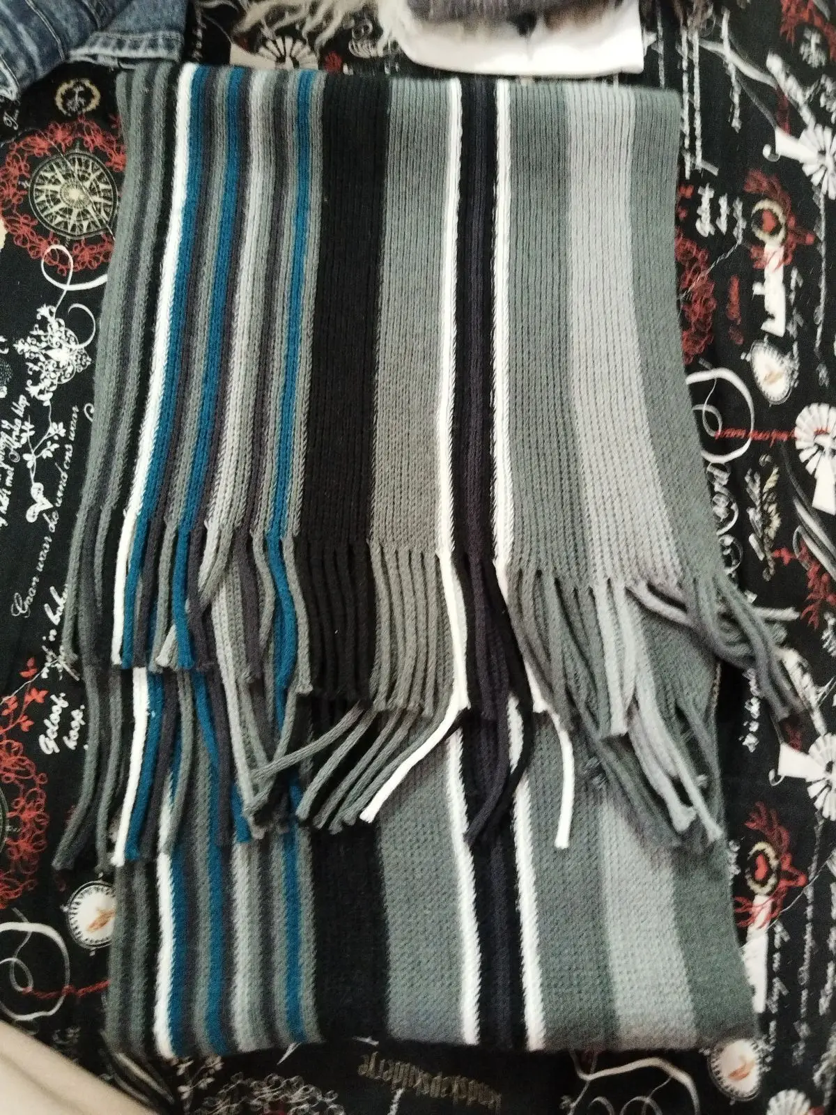 Striped Fringe Scarf