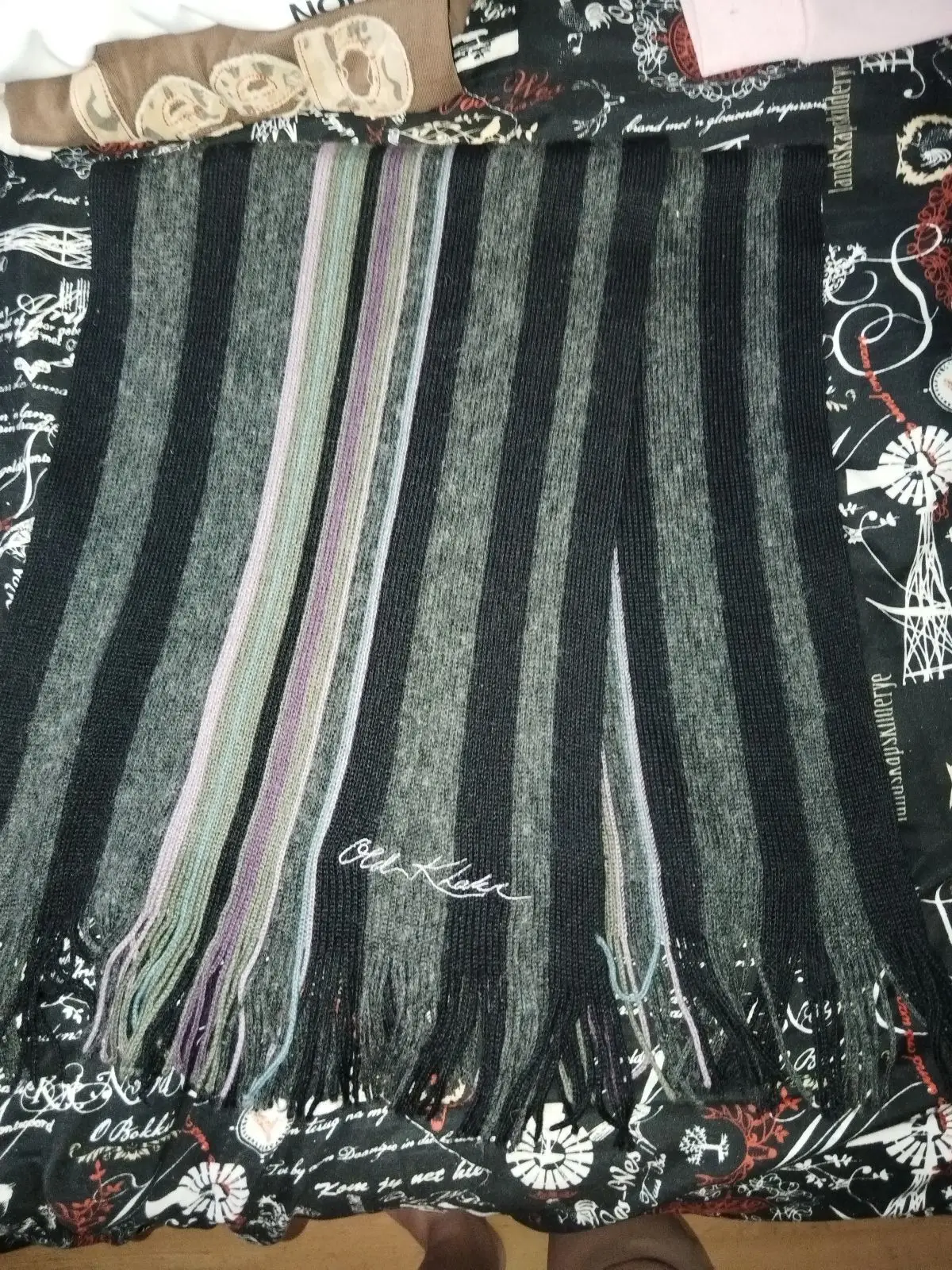 Old Khaki Striped Scarf