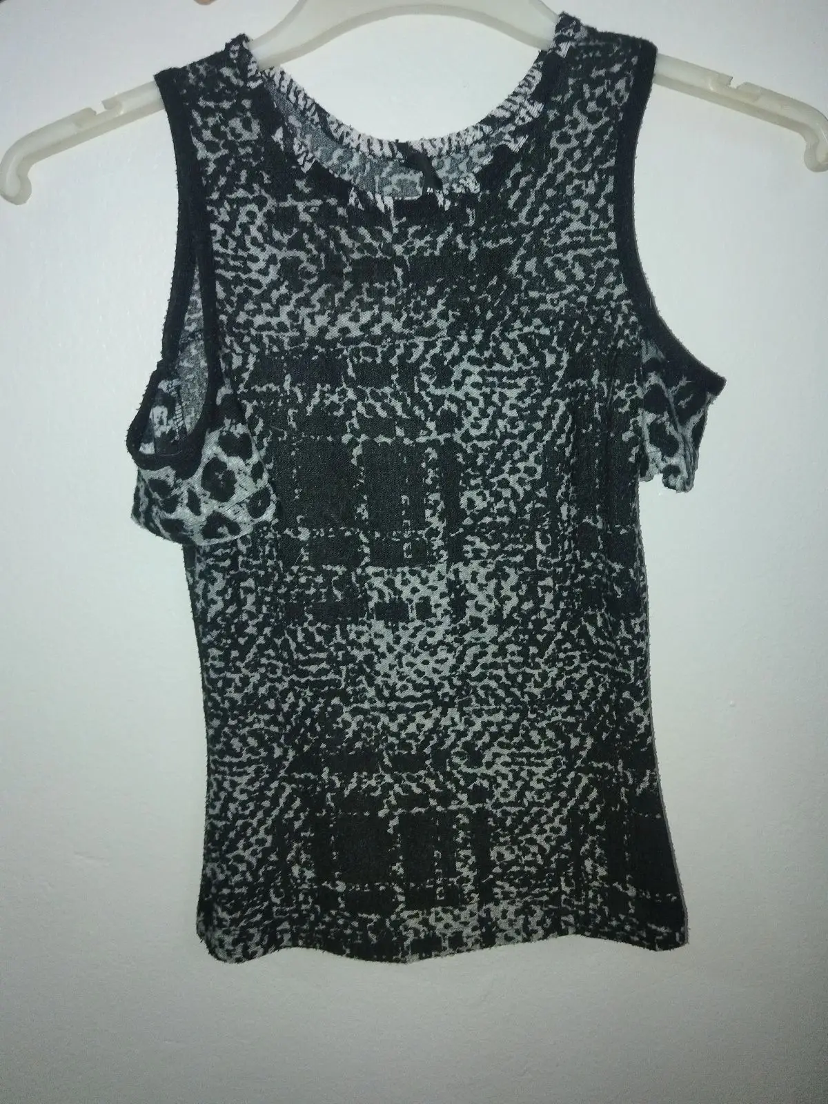 Black and White Patterned Cold Shoulder Top