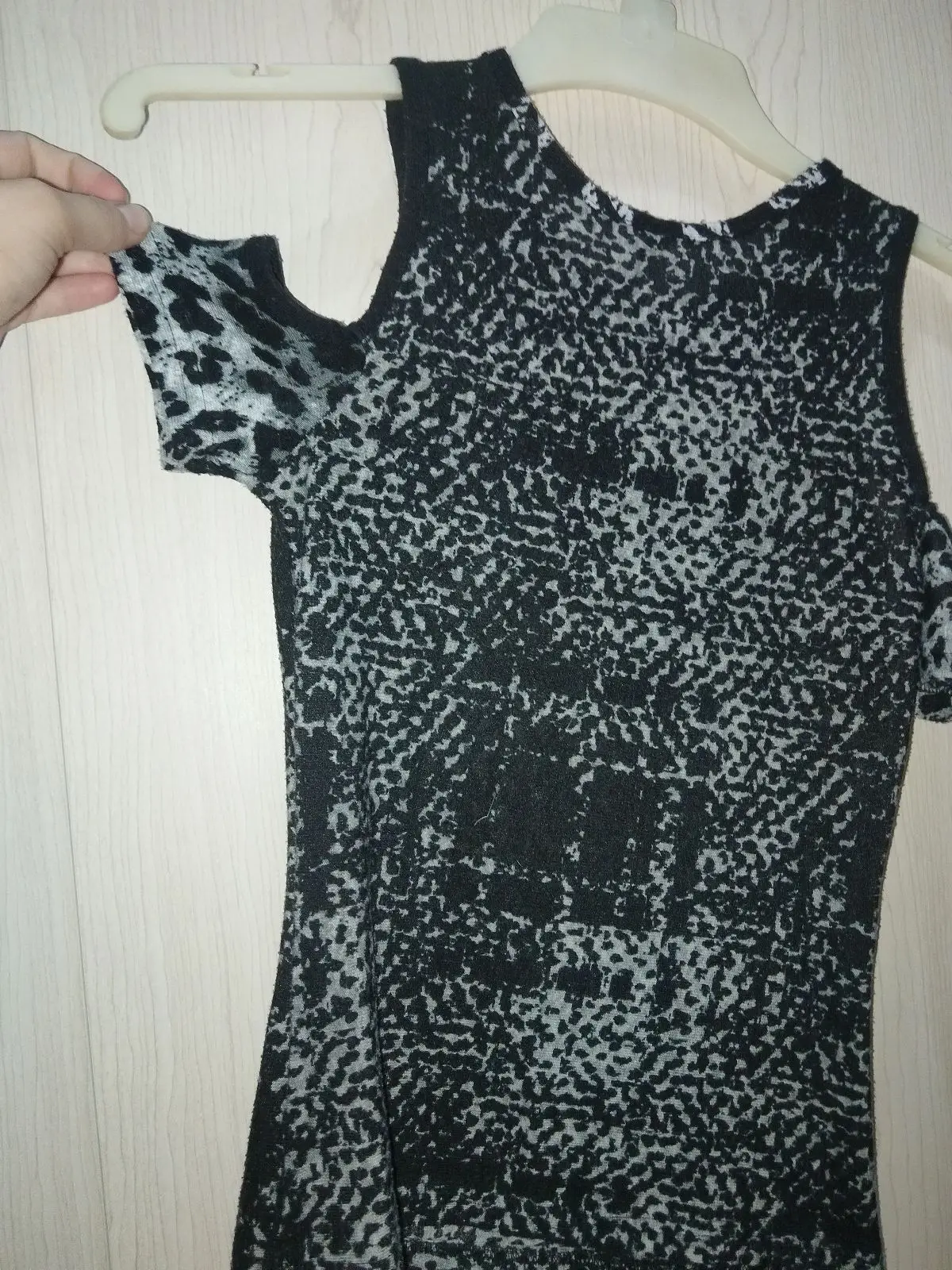 Black and White Patterned Cold Shoulder Top