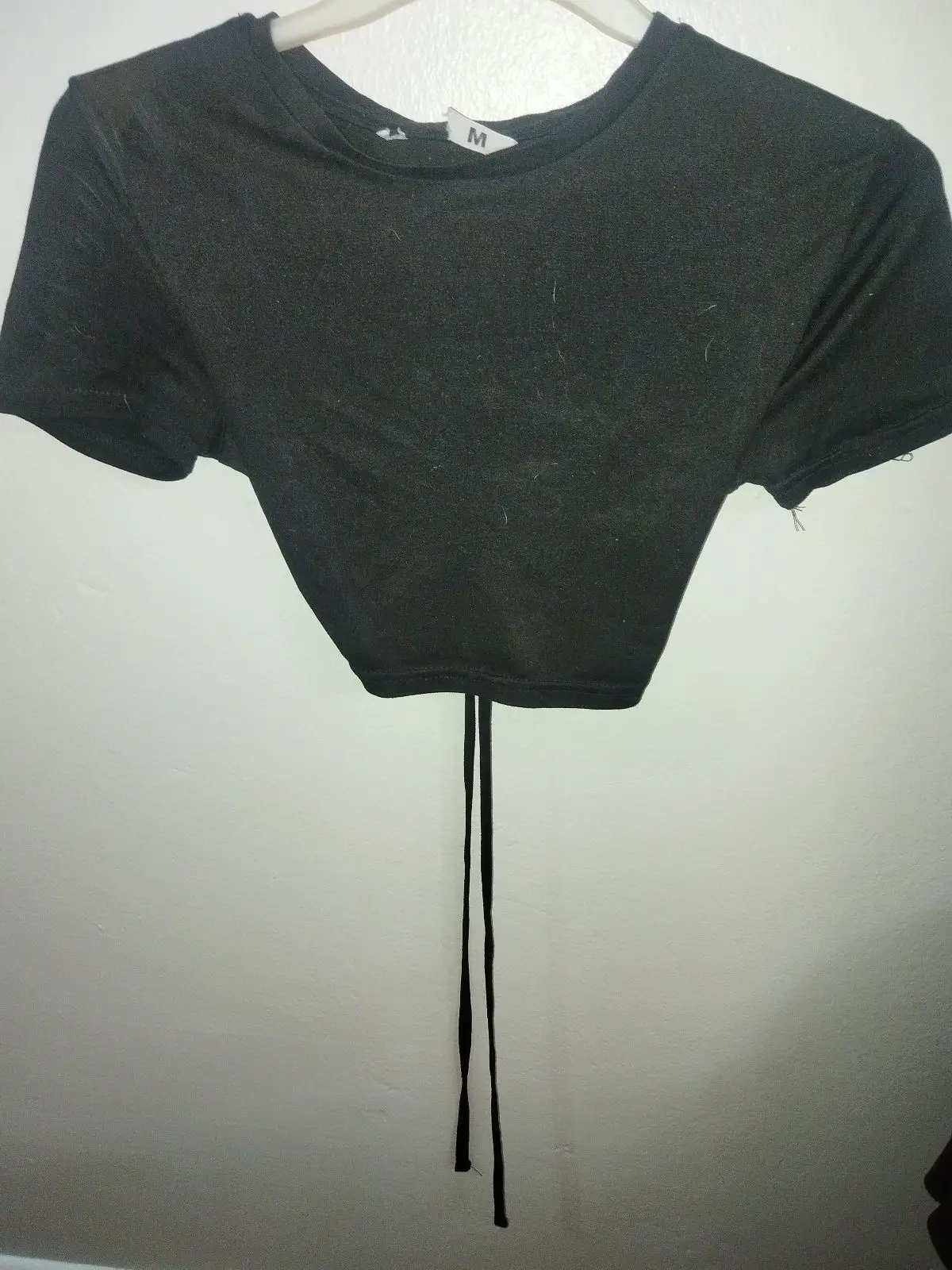 Black Crop Top with Strap Detail