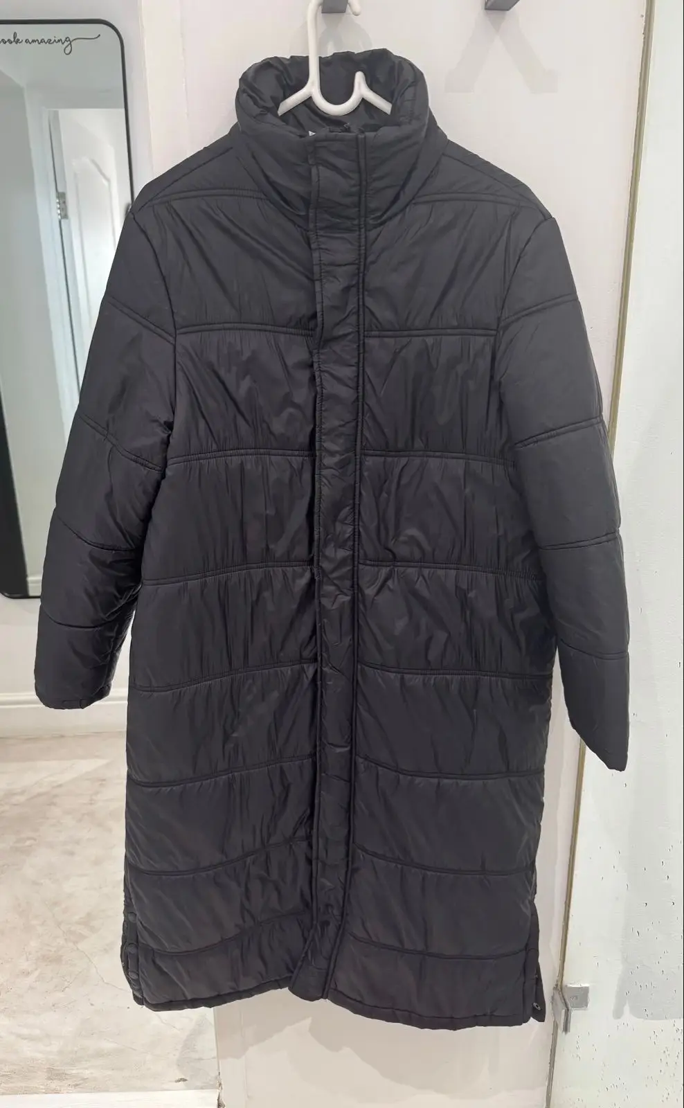 Refinery Black Longline Puffer Coat Size 12
