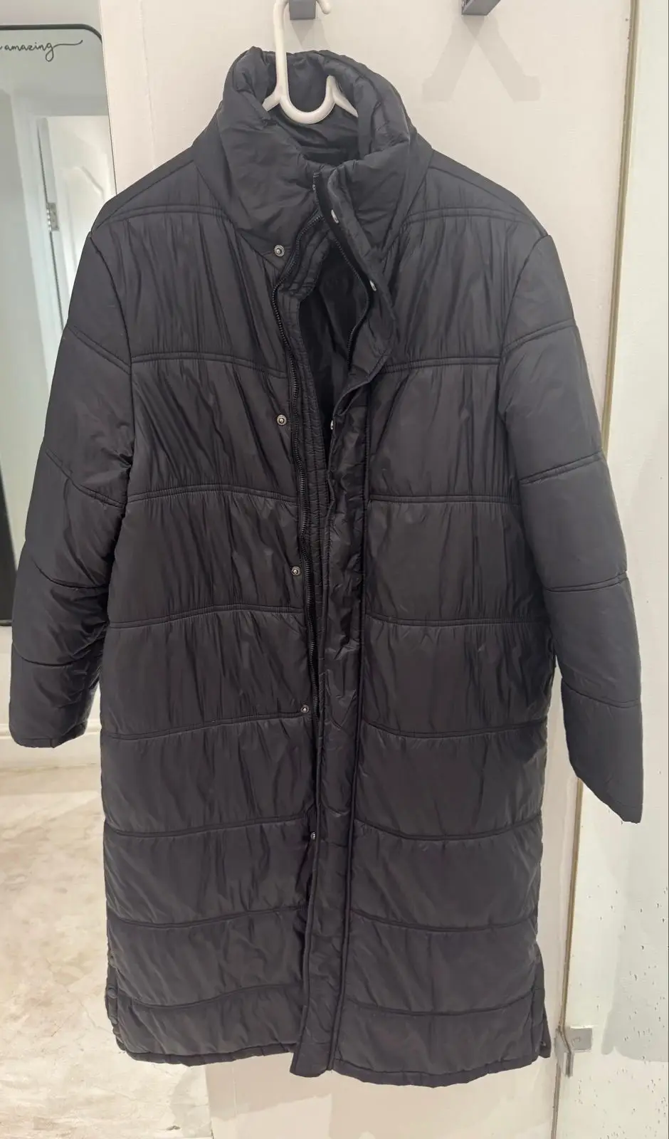 Refinery Black Longline Puffer Coat Size 12