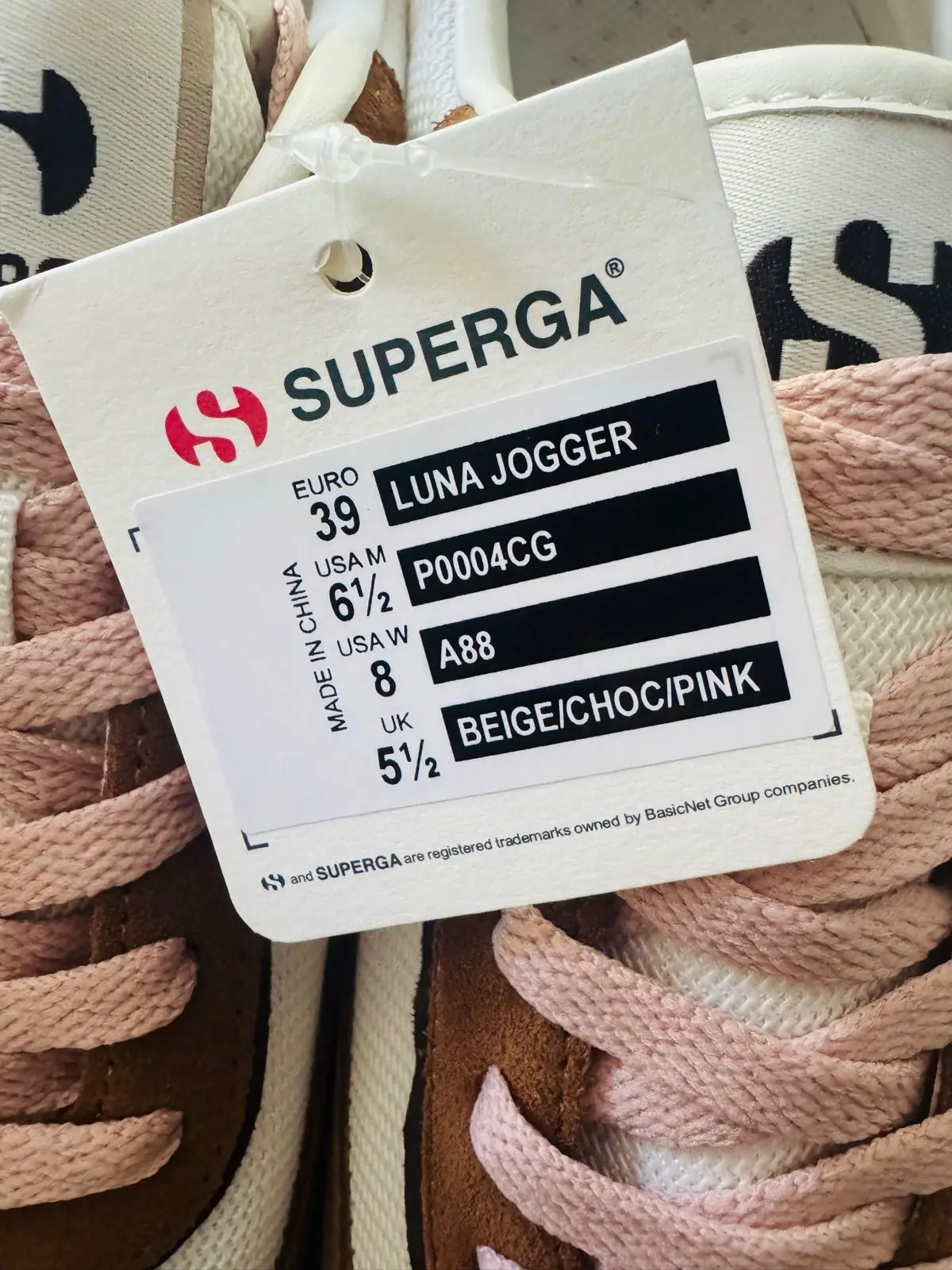Superga Luna Jogger Sneakers Beige Choc Pink Size 5.5
