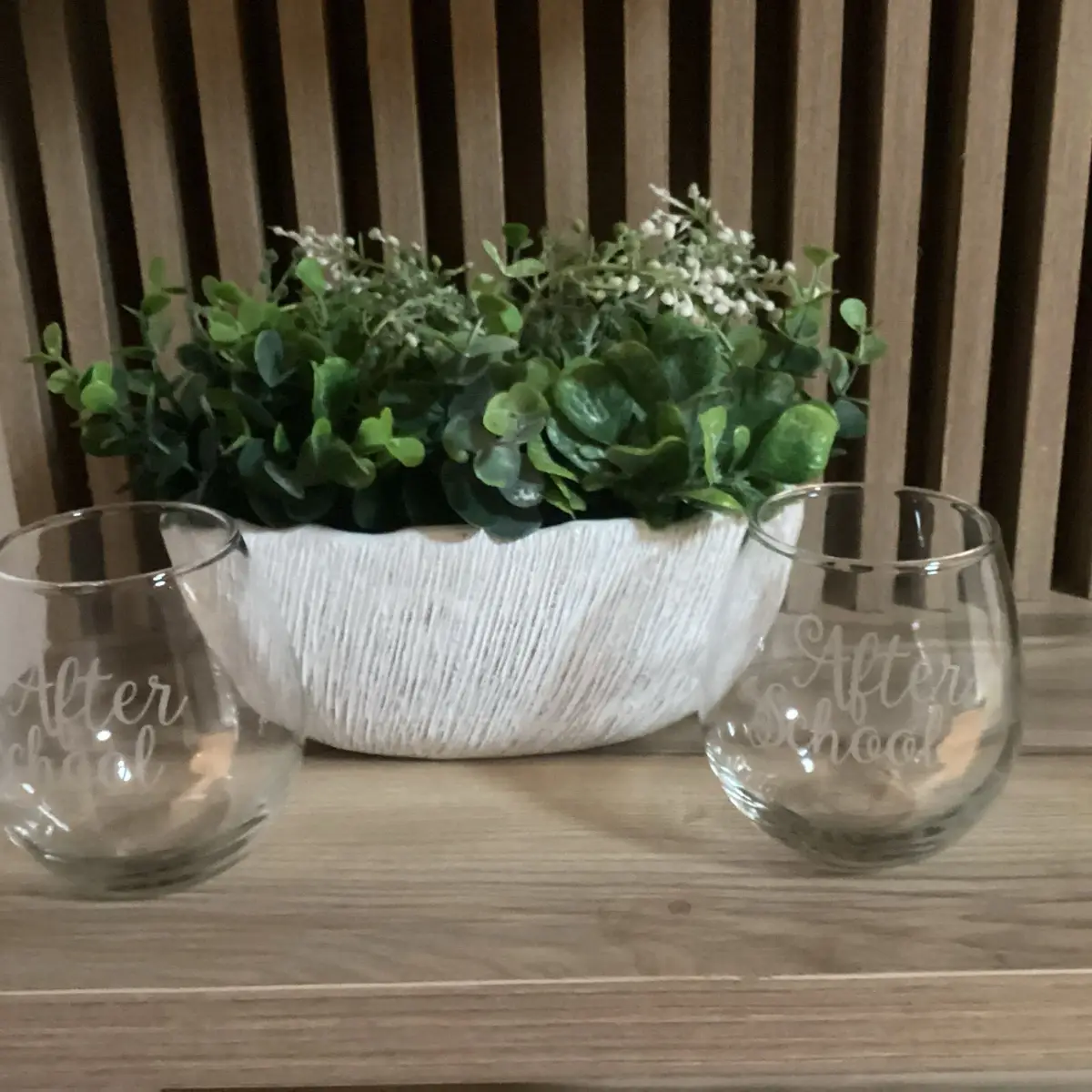 Set of 2 After School Etched Stemless Wine Glasses