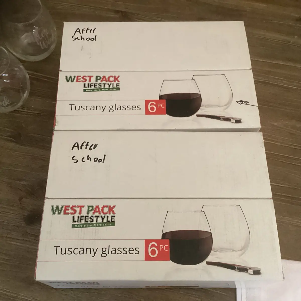 Set of 2 After School Etched Stemless Wine Glasses
