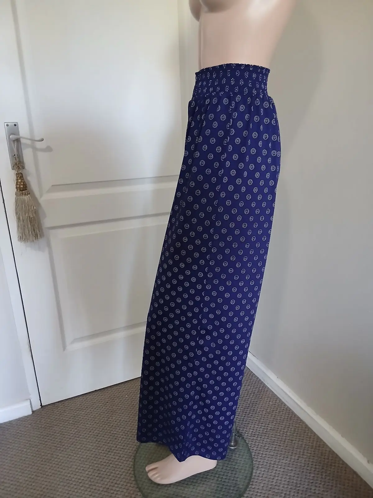 H&M Navy Printed Wide Leg Pants