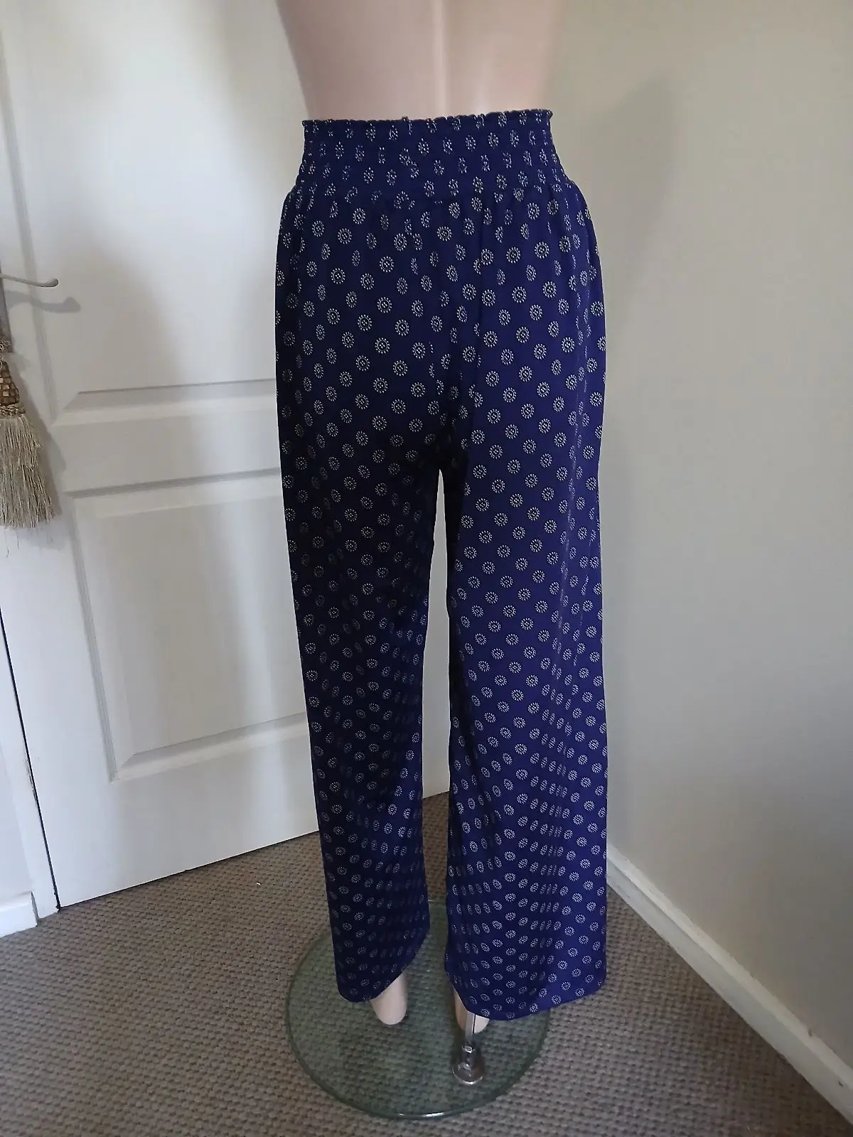 H&M Navy Printed Wide Leg Pants