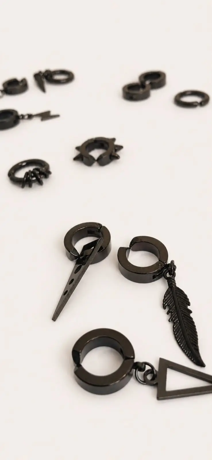 10-Piece Black Clip-On Earring Set