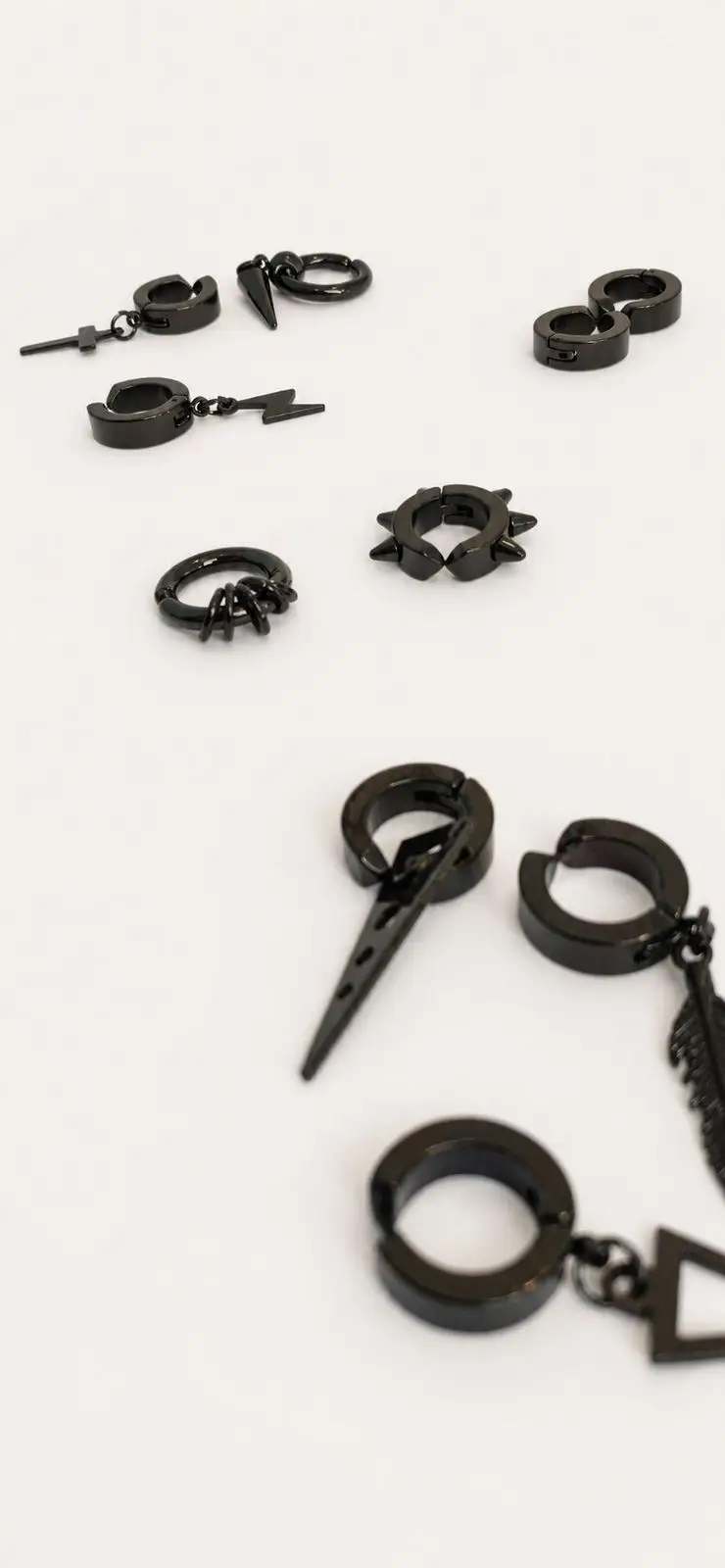 10-Piece Black Clip-On Earring Set
