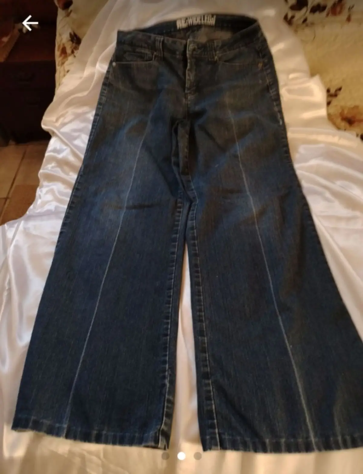 REWIND Dark Blue Wide-Leg Jeans