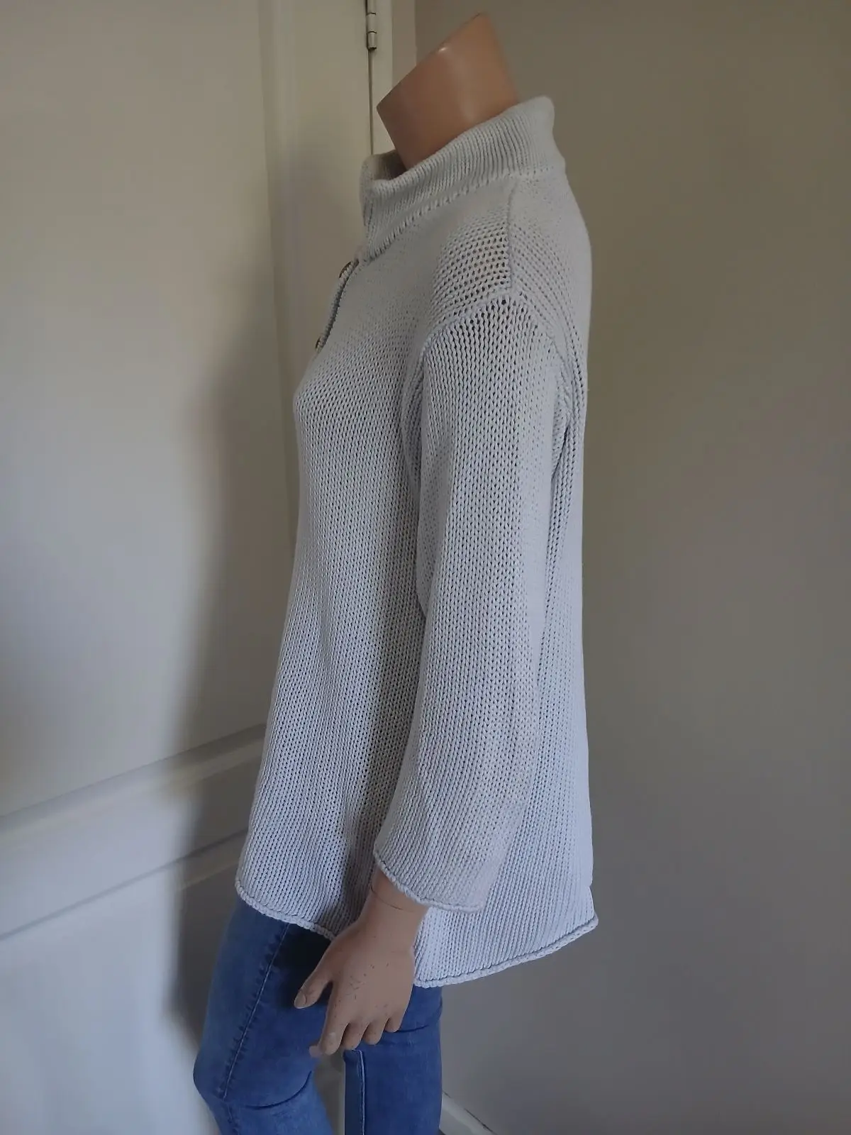 Light Blue Button-Front Knit Top