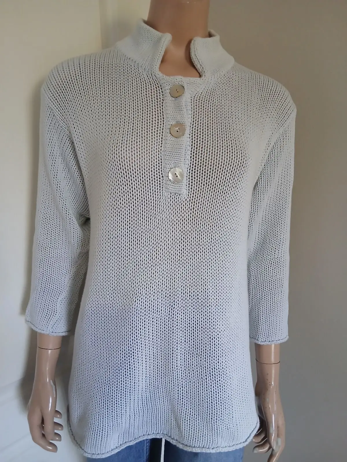 Light Blue Button-Front Knit Top