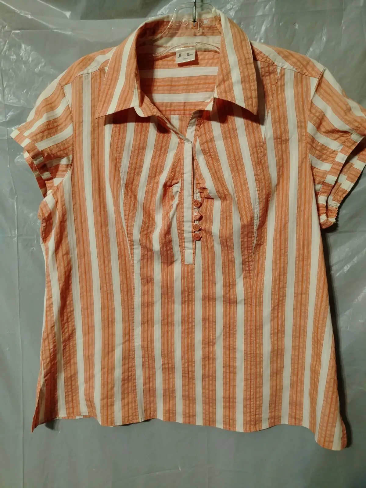 J&L Plus Striped Blouse Peach Cream Size 20/44