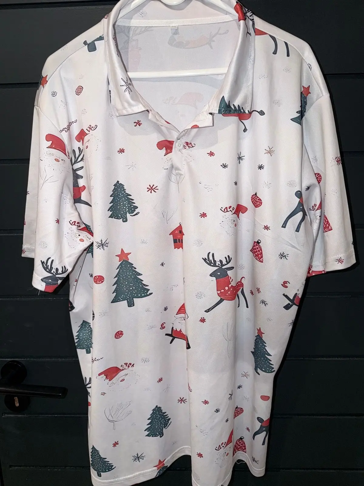 Temu Christmas Print Polo Shirt Size 3XL