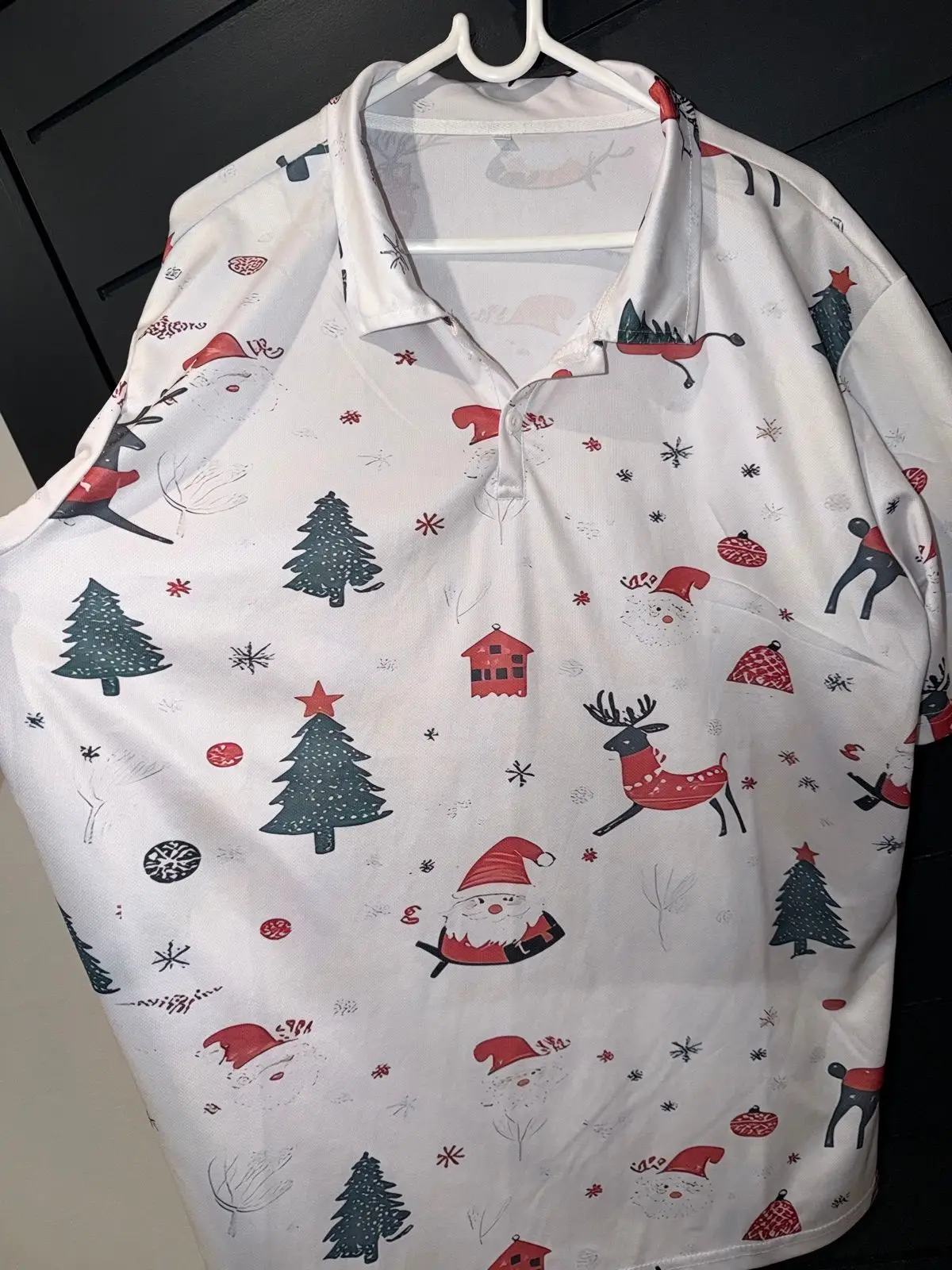 Temu Christmas Print Polo Shirt Size 3XL
