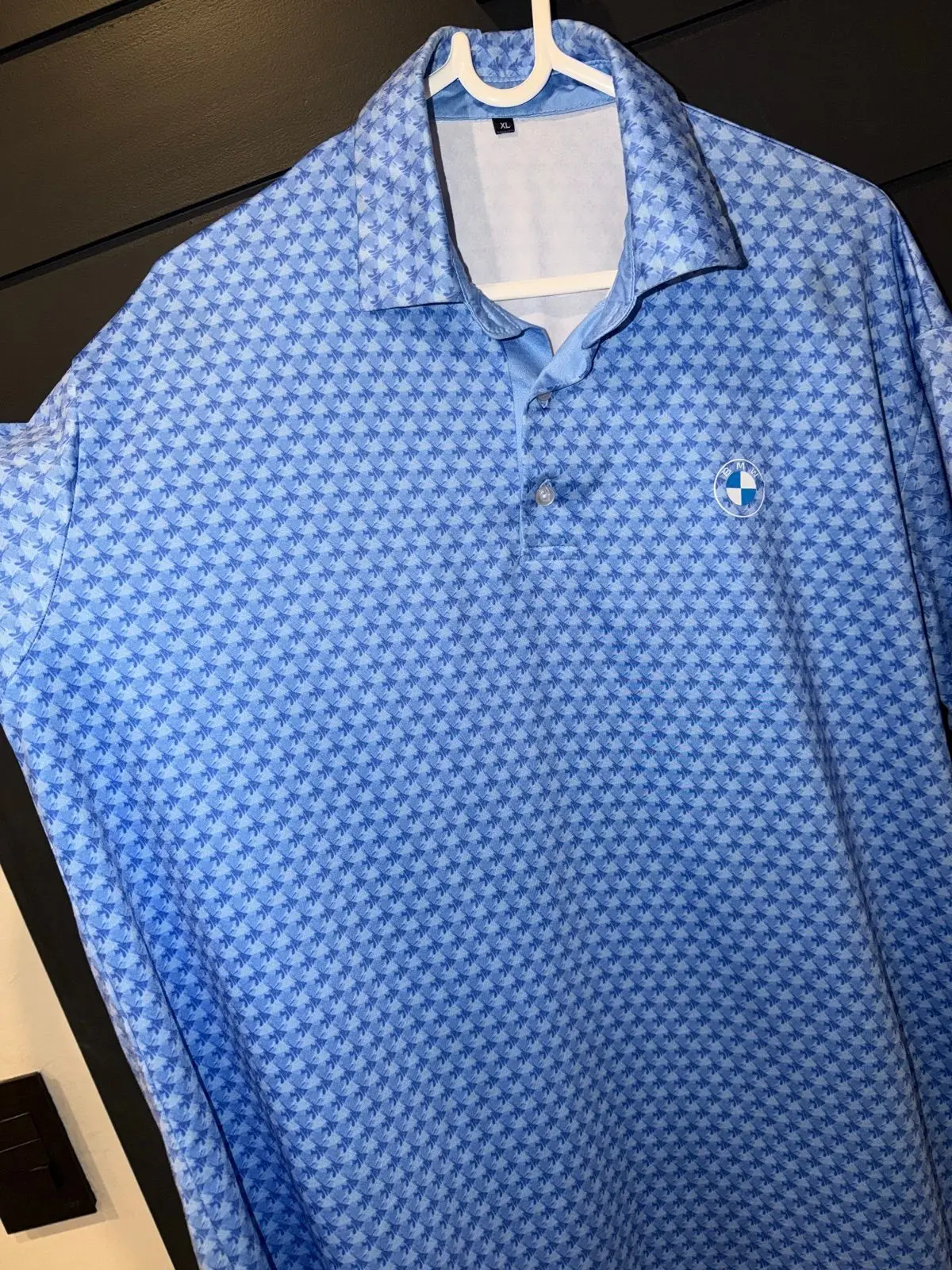 BMW Blue Patterned Golf Shirt