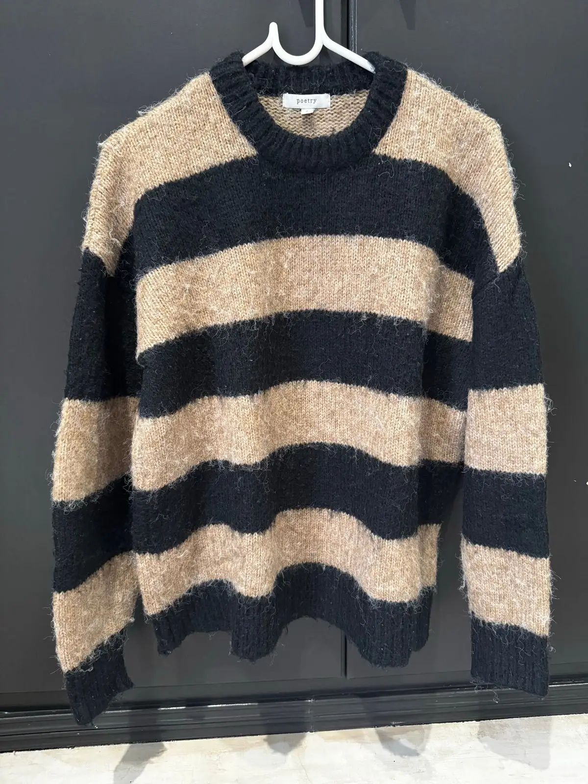 Poetry Striped Knit Jersey Black and Beige Size S