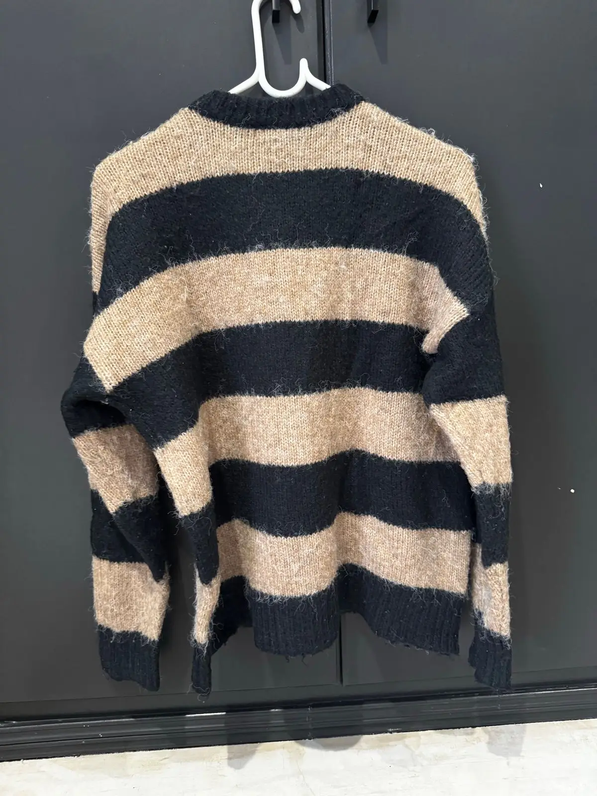Poetry Striped Knit Jersey Black and Beige Size S