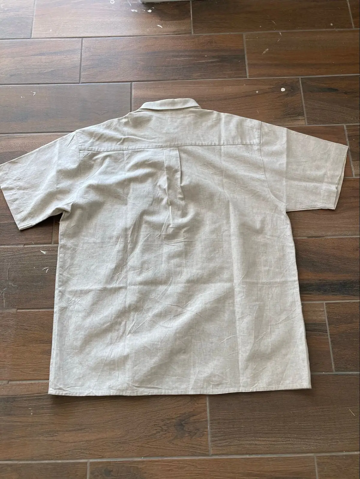 Landhaus Mode Beige Short Sleeve Shirt with Embroidery Size XL
