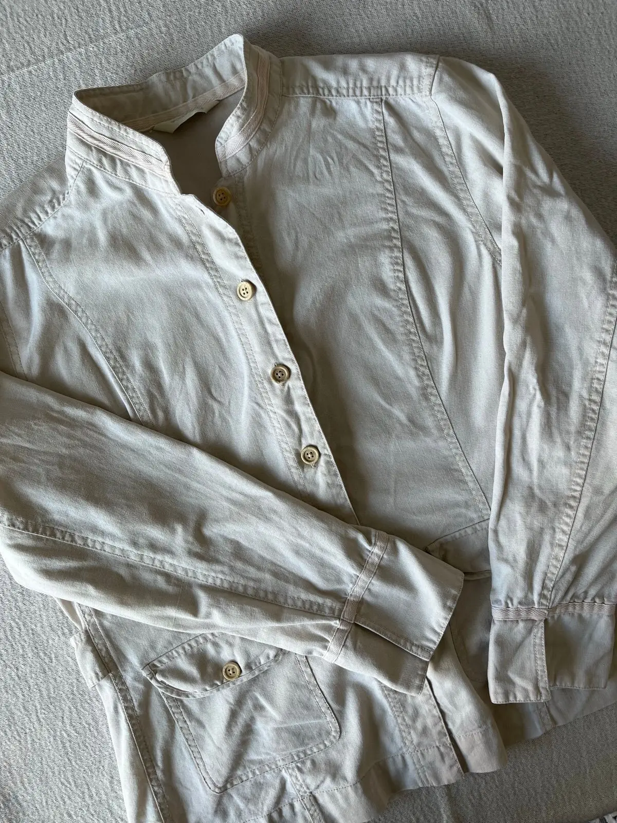 Woolworths Beige Linen-Blend Utility Jacket Size 18