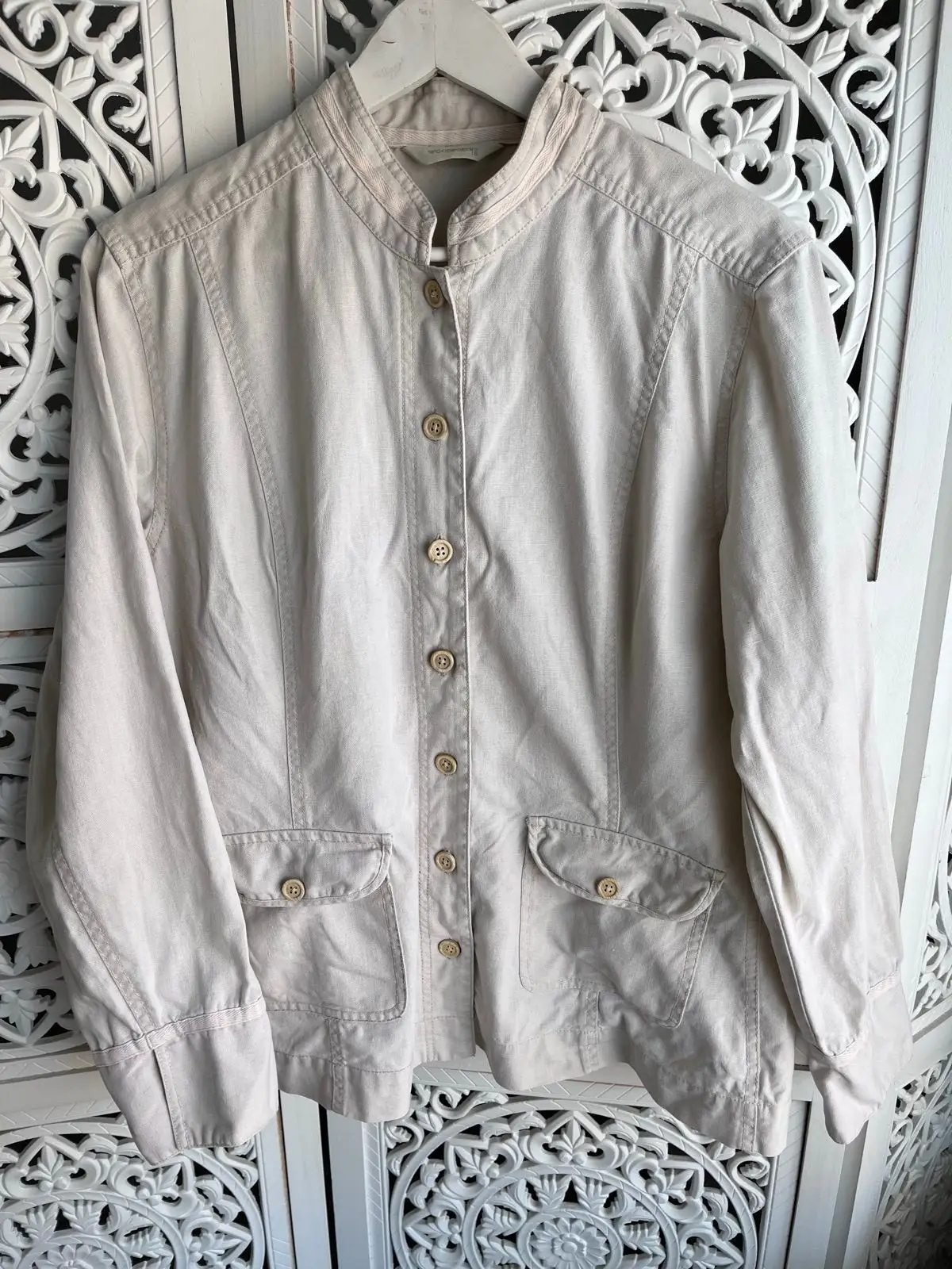 Woolworths Beige Linen-Blend Utility Jacket Size 18