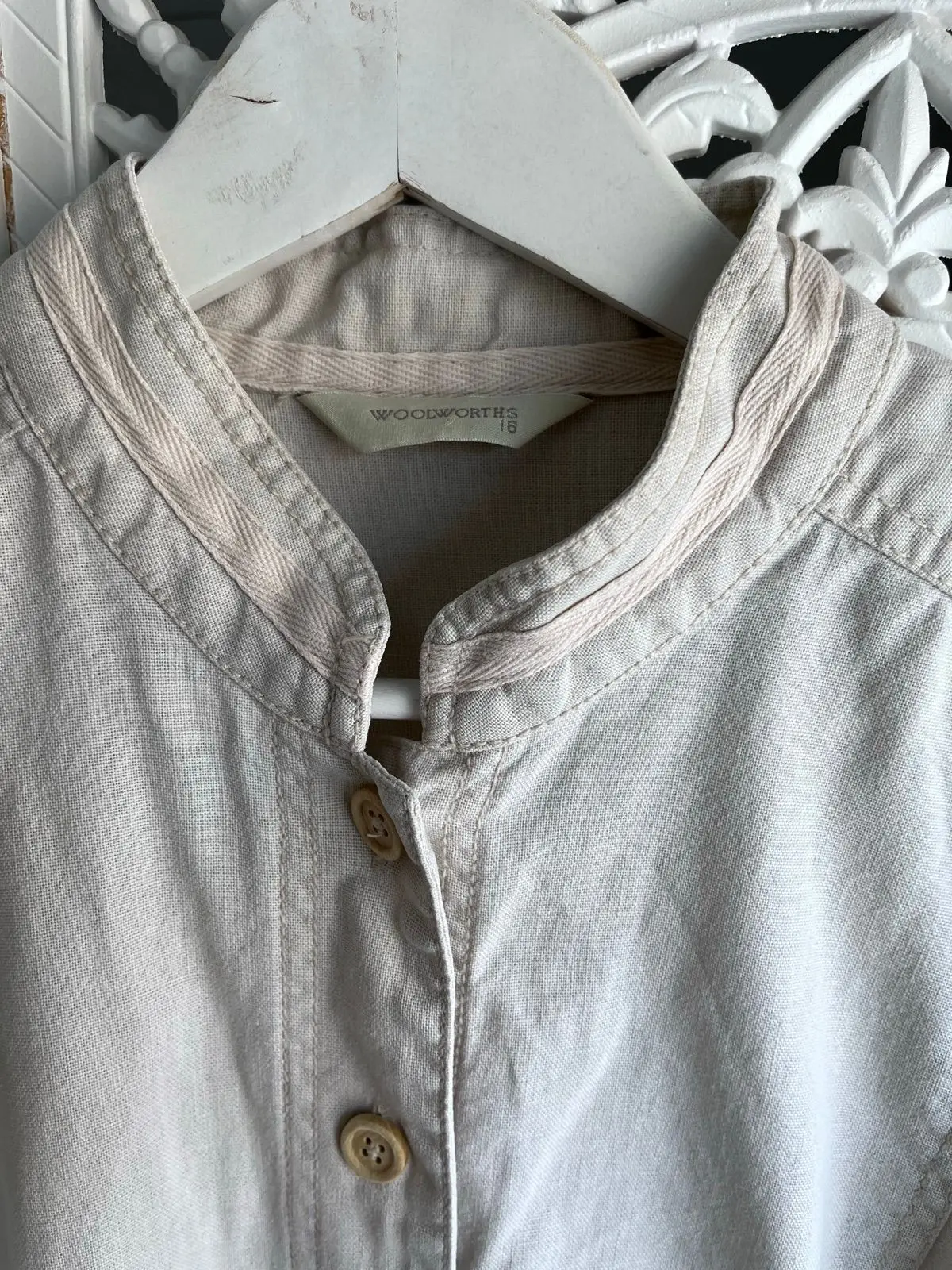 Woolworths Beige Linen-Blend Utility Jacket Size 18