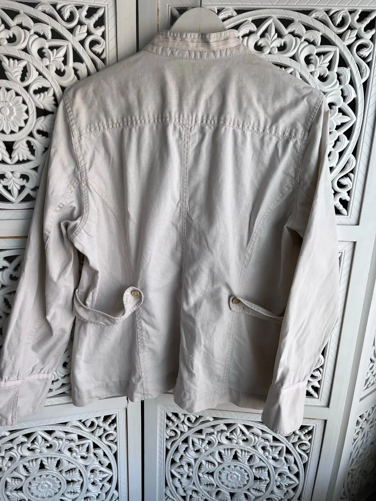 Woolworths Beige Linen-Blend Utility Jacket Size 18